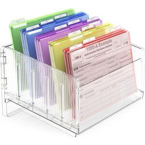 Acrylic file sorter desk organizer 5 section letter tray mail paper holder